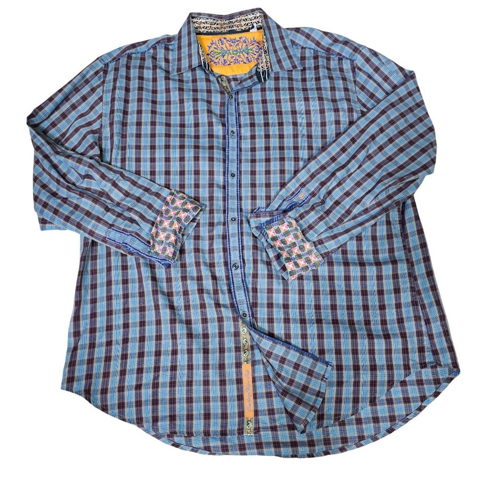 Robert Graham Plaid Button Up Shirt 2XL Flip Cuff Southwestern Going Out‎ Preppy